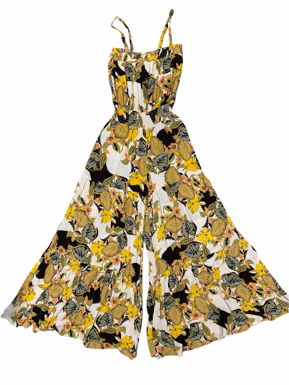 Jessica Simpson Yellow Black White Floral Jumpsuit Romper